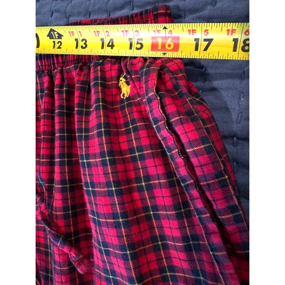 Polo Ralph Lauren Sleepwear PJ Pants Red Tartan Micro Plaid Men's L Yellow Pony